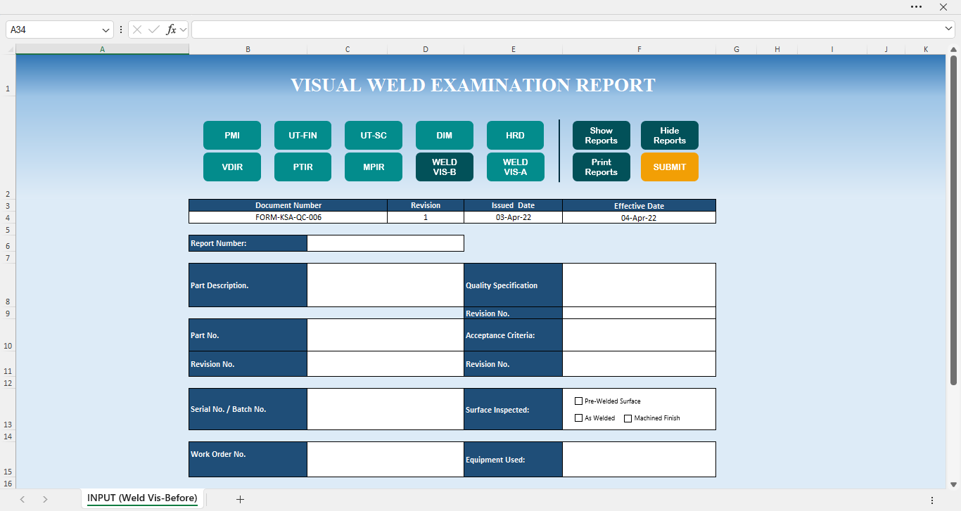 1. Visual Welding Page