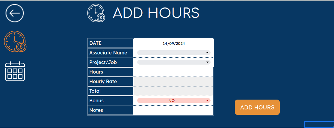 3. Add hours Page